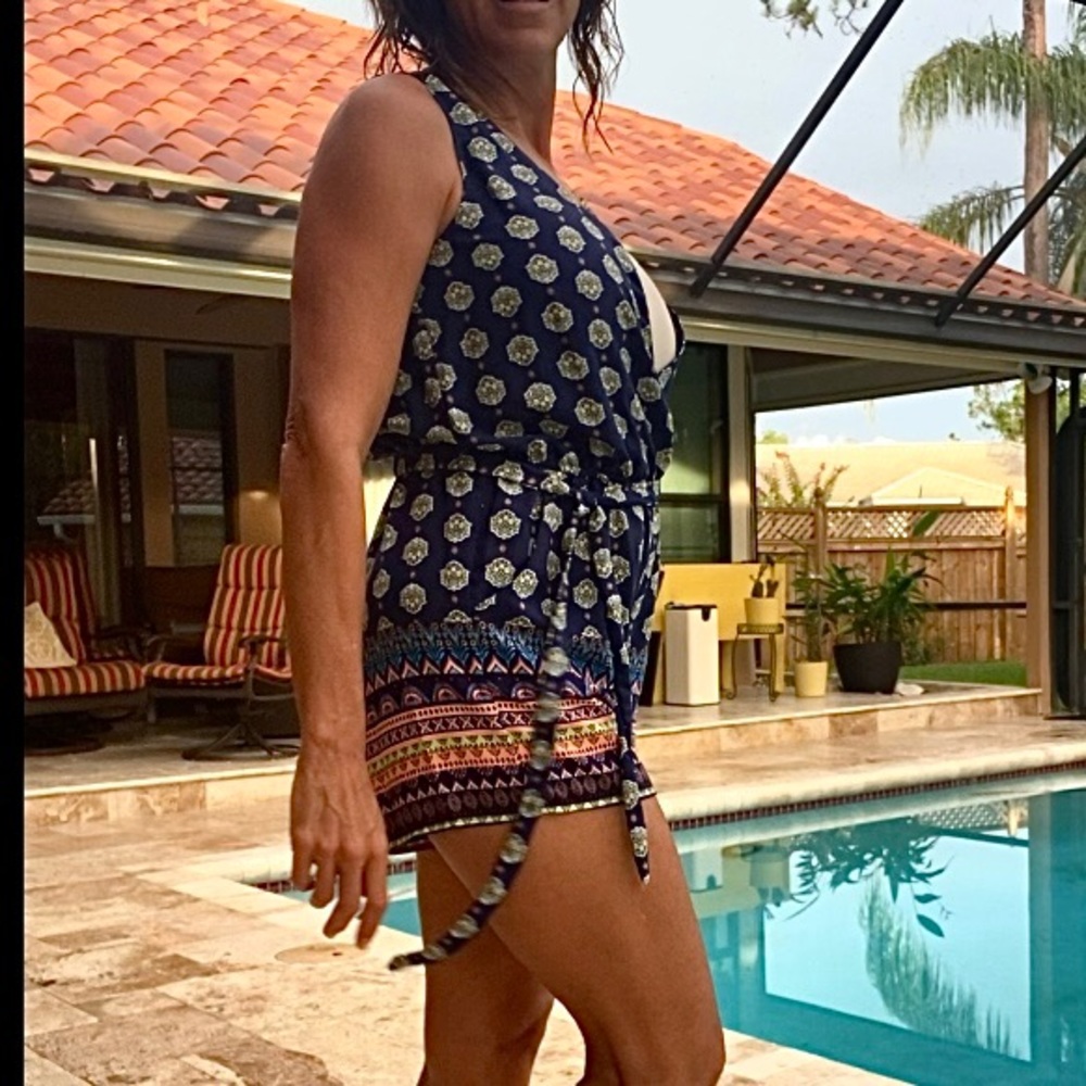 BE BOP/M/Blue Romper/Aztec Pattern/Polyester